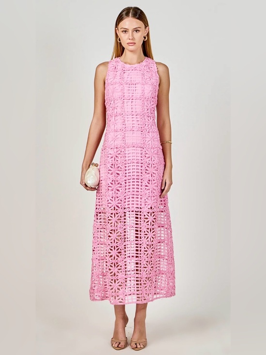 Endless Rose Dresses & Skirts - Endless Rose Pink Textured Sleeveless Maxi Dress